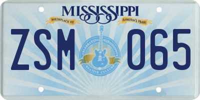 MS license plate ZSM065