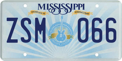MS license plate ZSM066