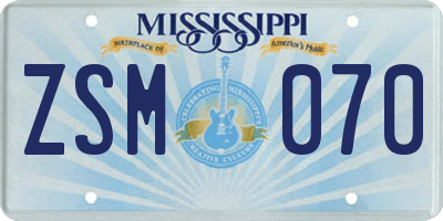 MS license plate ZSM070