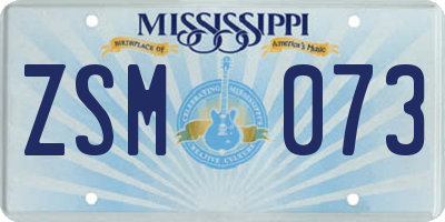 MS license plate ZSM073