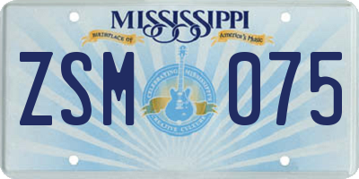 MS license plate ZSM075