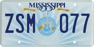 MS license plate ZSM077
