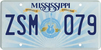 MS license plate ZSM079