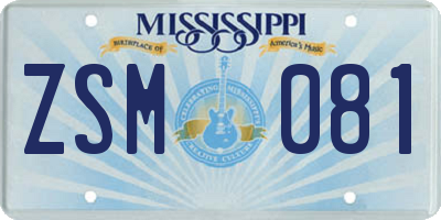 MS license plate ZSM081
