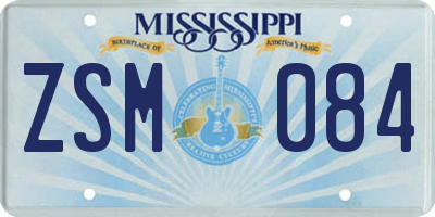 MS license plate ZSM084
