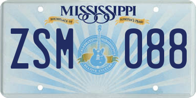 MS license plate ZSM088