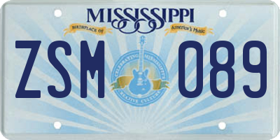 MS license plate ZSM089