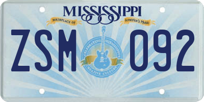 MS license plate ZSM092