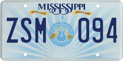 MS license plate ZSM094