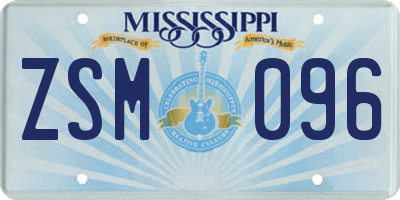 MS license plate ZSM096