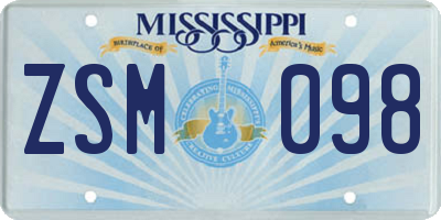 MS license plate ZSM098