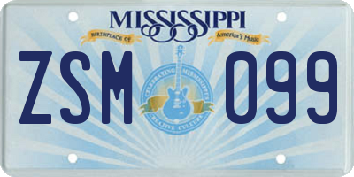 MS license plate ZSM099
