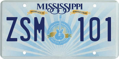 MS license plate ZSM101