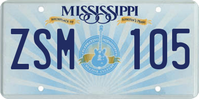 MS license plate ZSM105
