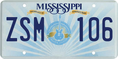 MS license plate ZSM106