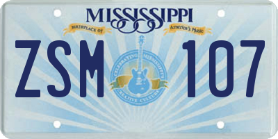 MS license plate ZSM107