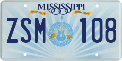 MS license plate ZSM108