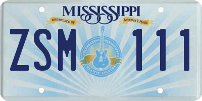 MS license plate ZSM111