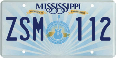 MS license plate ZSM112