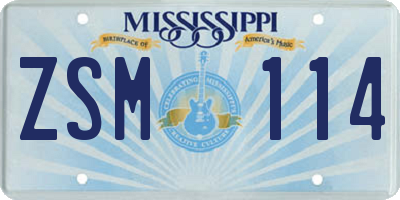 MS license plate ZSM114