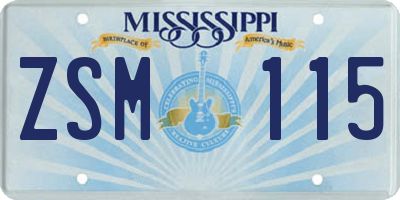 MS license plate ZSM115