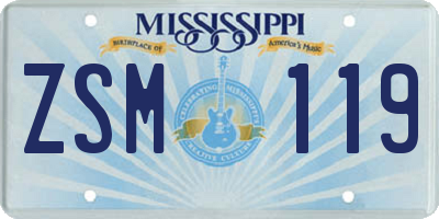 MS license plate ZSM119
