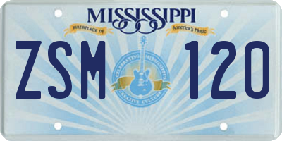 MS license plate ZSM120
