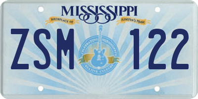 MS license plate ZSM122