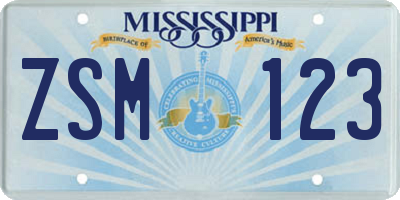 MS license plate ZSM123