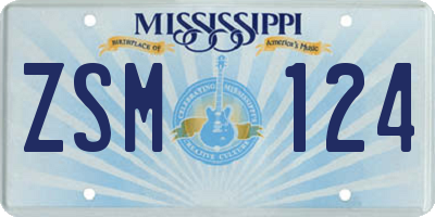 MS license plate ZSM124