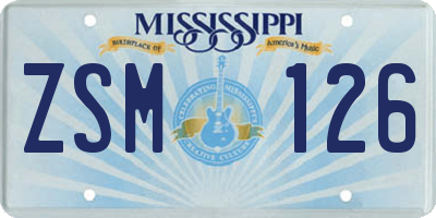 MS license plate ZSM126