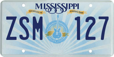 MS license plate ZSM127