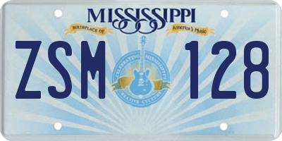 MS license plate ZSM128