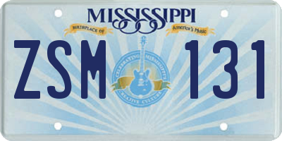 MS license plate ZSM131