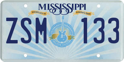 MS license plate ZSM133