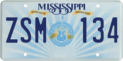 MS license plate ZSM134