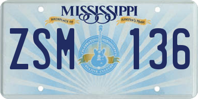 MS license plate ZSM136