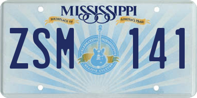 MS license plate ZSM141