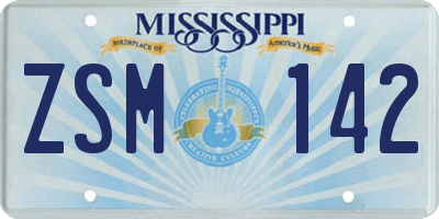 MS license plate ZSM142