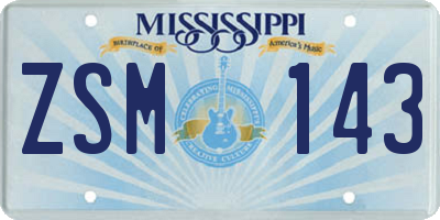 MS license plate ZSM143