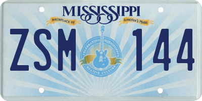 MS license plate ZSM144