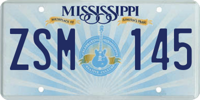 MS license plate ZSM145