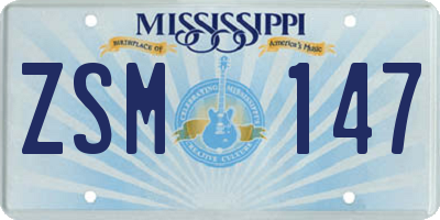 MS license plate ZSM147