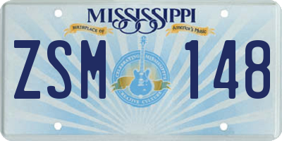 MS license plate ZSM148