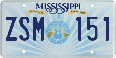 MS license plate ZSM151