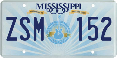 MS license plate ZSM152