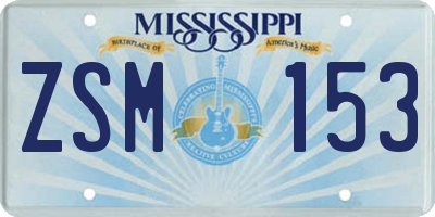 MS license plate ZSM153