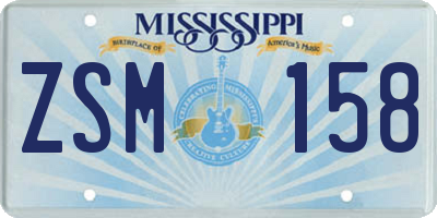 MS license plate ZSM158