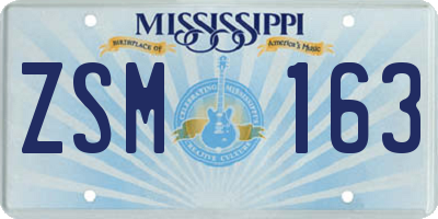 MS license plate ZSM163