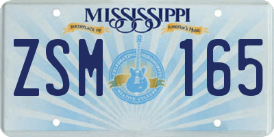 MS license plate ZSM165